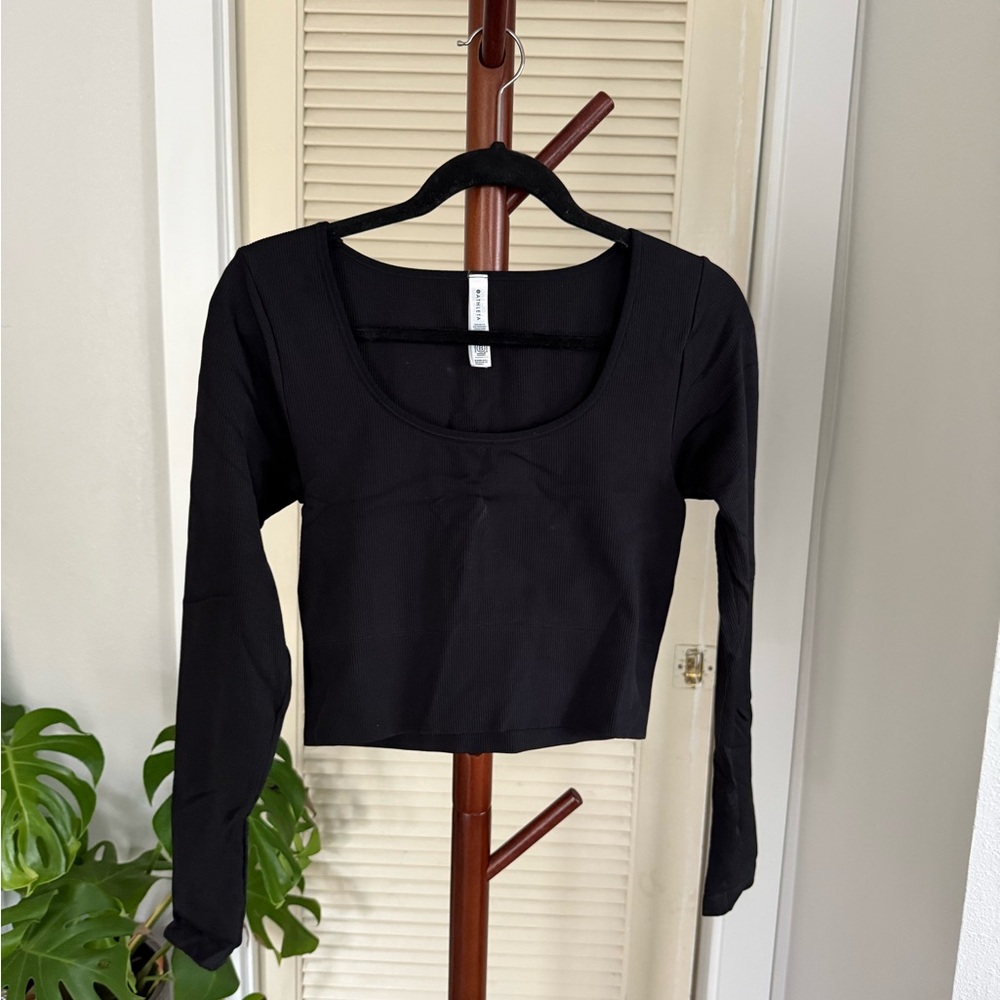 Athleta Black Fitted Crop Bodysuit